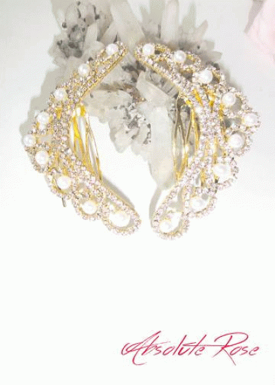 Комплект сватбени гребенчета за коса с кристали- Pearls of Gold